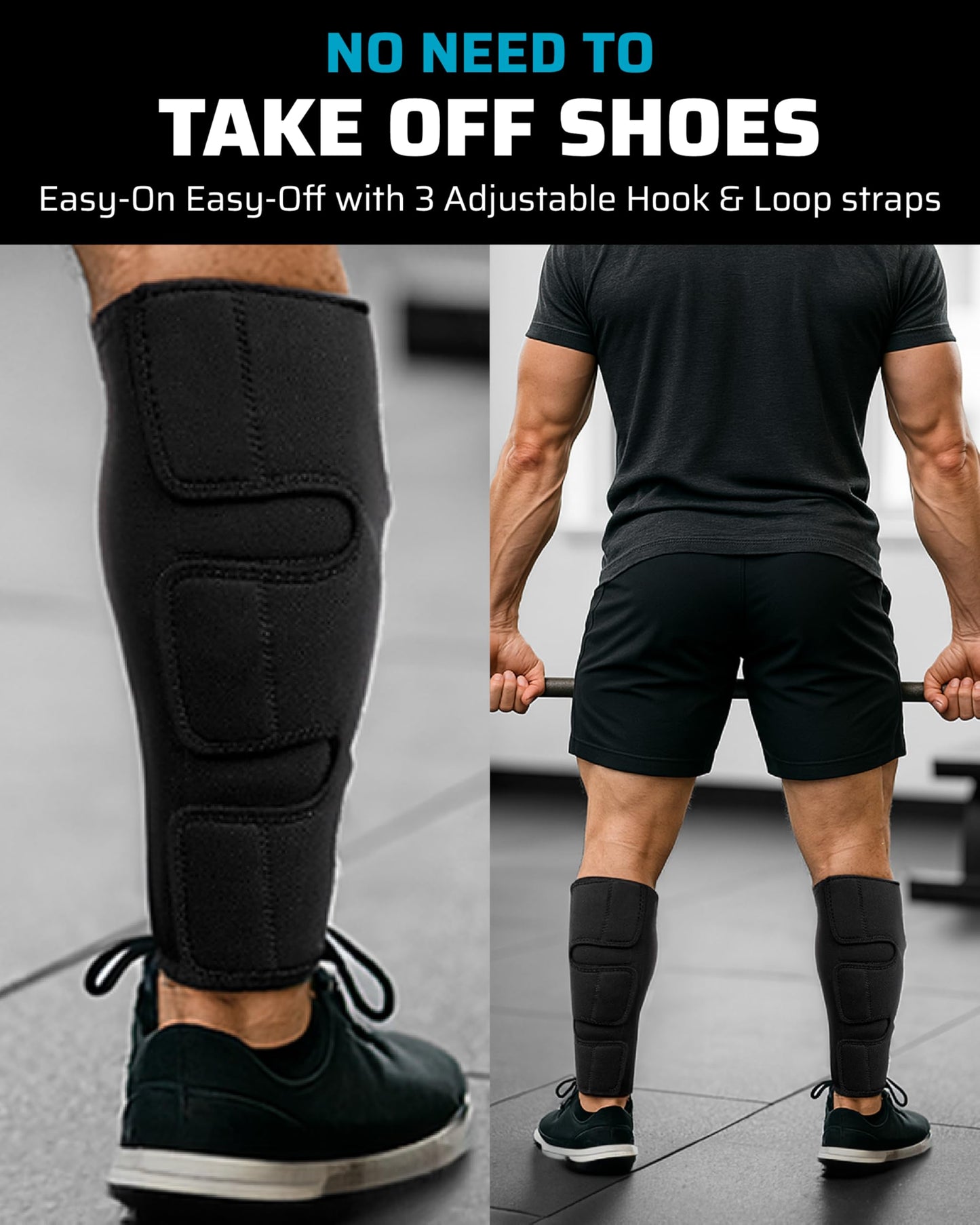 THEFITGUY Deadlift Shin Guards, 5mm Dense Neoprene Protection, Easy On-Off, No Need to Take Off Shoes - for Weightlifting and Functional Training (Pair)