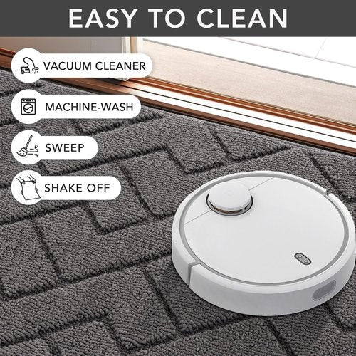 Hicorfe Indoor Doormat - Absorbent Non-Slip Welcome Mat | 20"x31.5" Grey Low-Profile Design