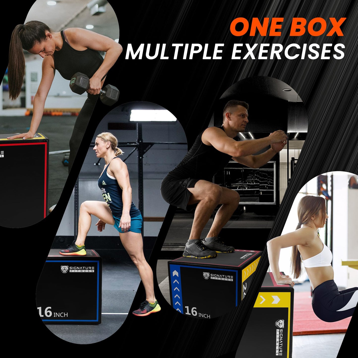 Fitvids Plyo Box, 3-in-1 Foam Plyometric Jump Box, 16”x20”x24” Box Jump for for Home Gym Training Fitness Workout Exercise