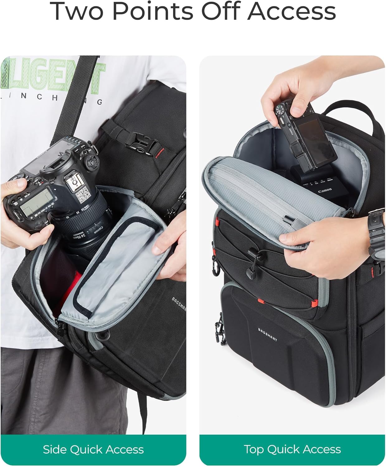 15.6" BAGSMART Camera Bag for Photographers, Professional Camera Bag Fits up to Laptop, DSLR/Drones/Tripod Camera Case