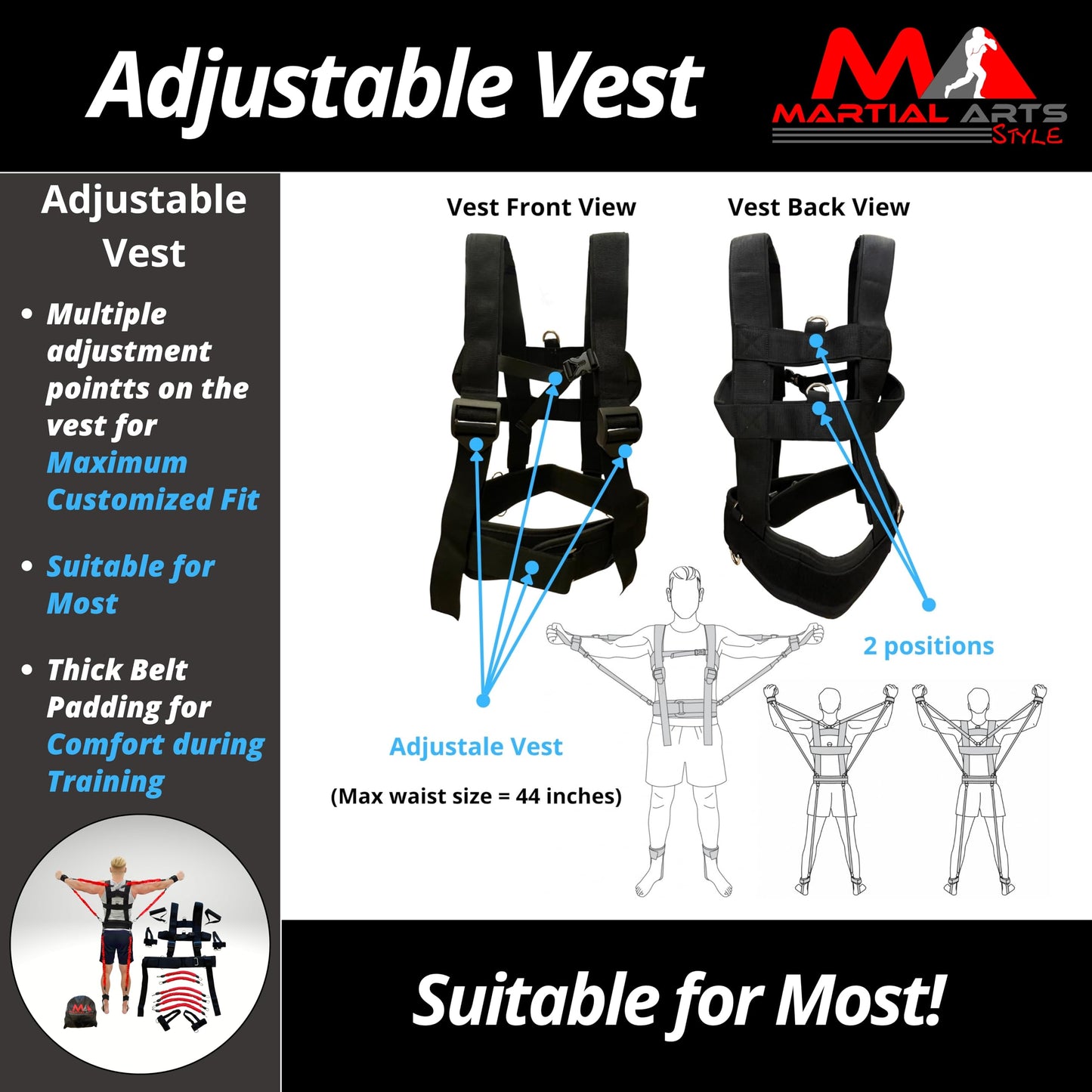 Ultimate Full Body Boxing Resistance Bands Vest for MMA Martial Arts Training at Home for Punches/Kicks, 230lbs Exercise Bands Fitness Workout to Enhance Explosive Power/Speed/Agility (Red)