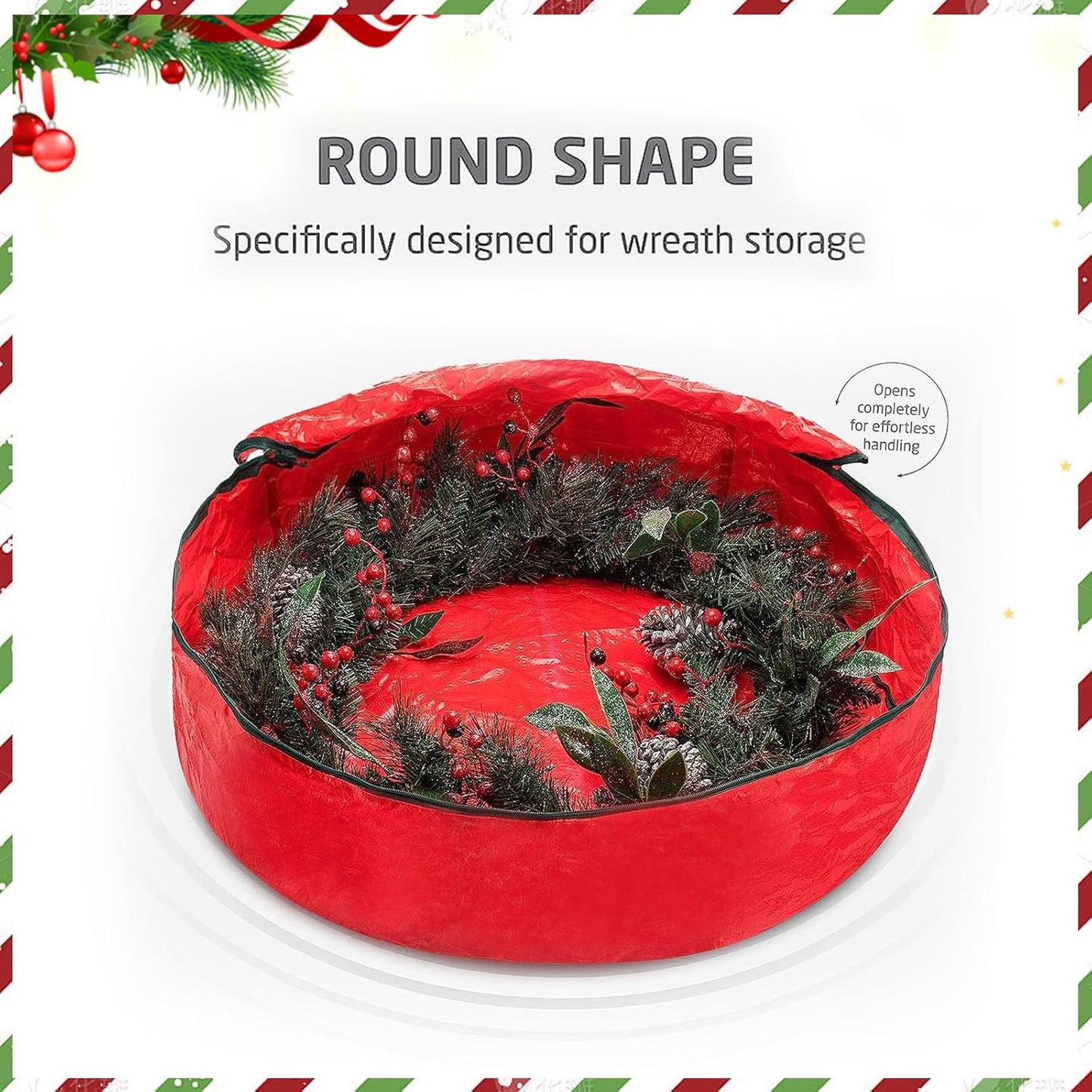 Regine Switzerland Christmas Wreath Storage Bag - 2 Pack 24” Heavy-Duty Container for Holiday Decor