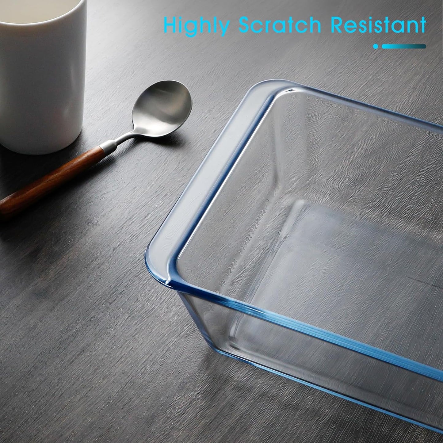 NUTRIUPS 3.7QT Rectangular Deep Glass Baking Dish - Durable Oven Bakeware for Casseroles