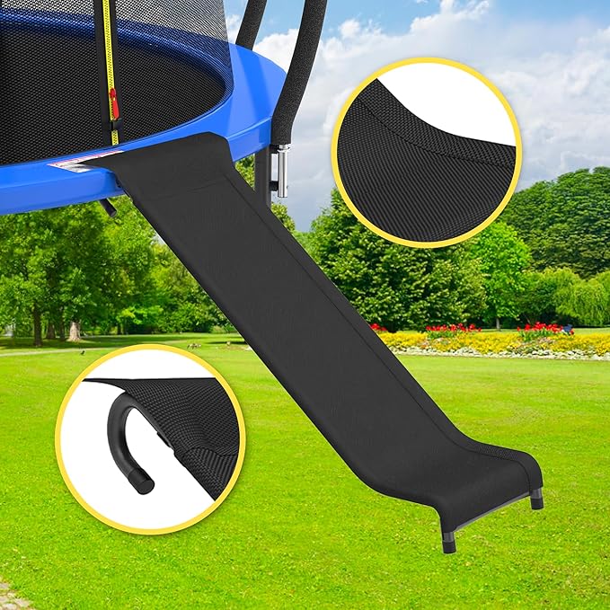Ergonomic Trampoline Slide with Buffer Region for Children Kids, Outdoor Trampoline Slide Attachment, Heavy Duty Steel, Frame, Easy to Assemble (Black-Slide)