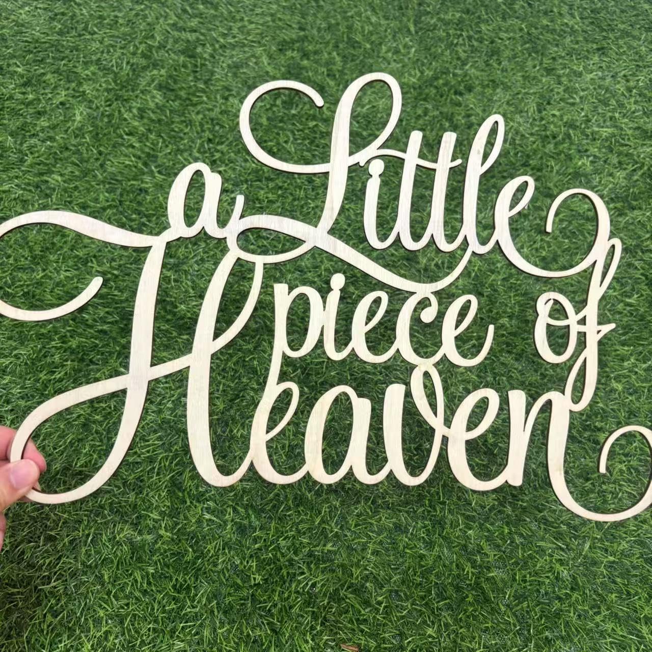 Wooden A Little Piece of Heaven - Baby Shower Decorations | Heaven Theme Birthday Wall Decor