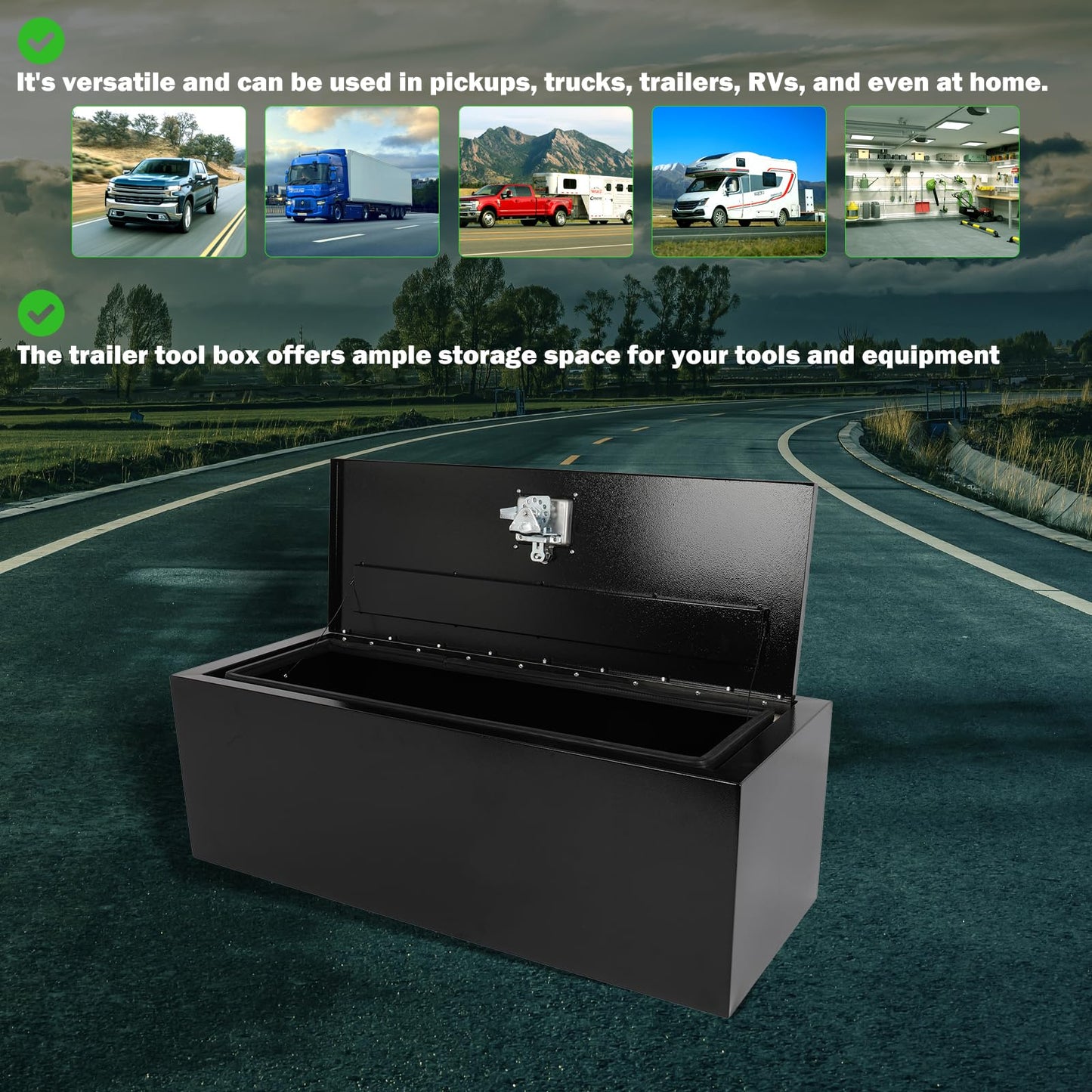 SCITOO 36" Iron Truck Bed Tool Box,Heavy Duty Crossover Storage for Most Full Size Pickups,Lockable Weatherproof Chest,Fits 36"WX14"DX14"H Truck Beds,Easy Access to Load and Unload