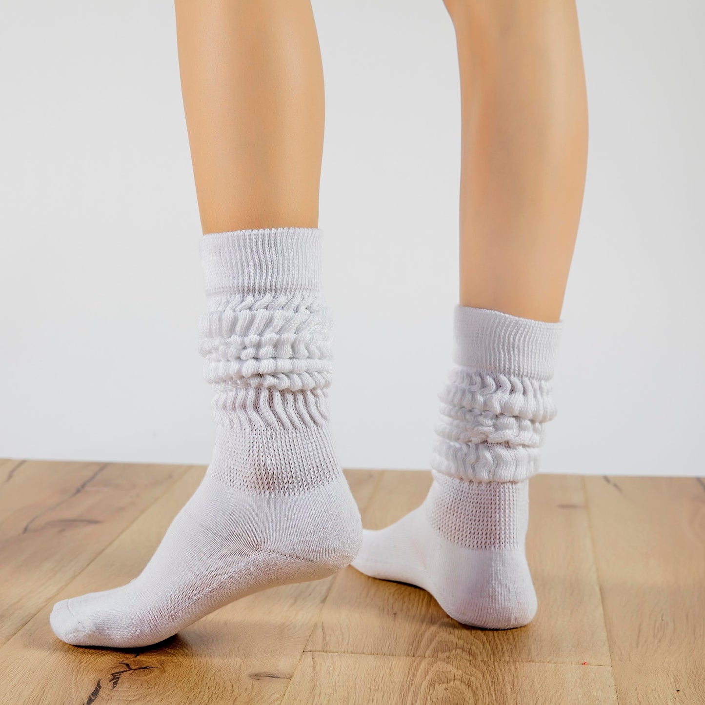 FLYDO Womens Slouch Sock Scrunch Socks Soft Long Boot Socks for Women Stacked High Sock 3 Pack White