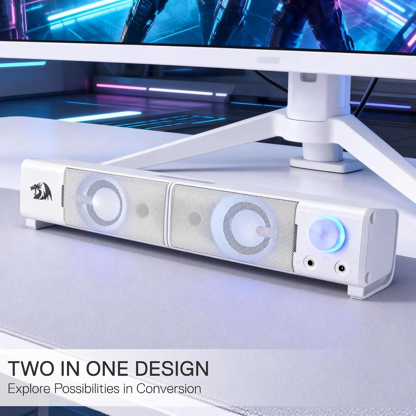 Redragon GS550 2.0 3.5mm PC Gaming Speakers, Channel Desktop Computer Sound Bar with Compact Maneuverable Size