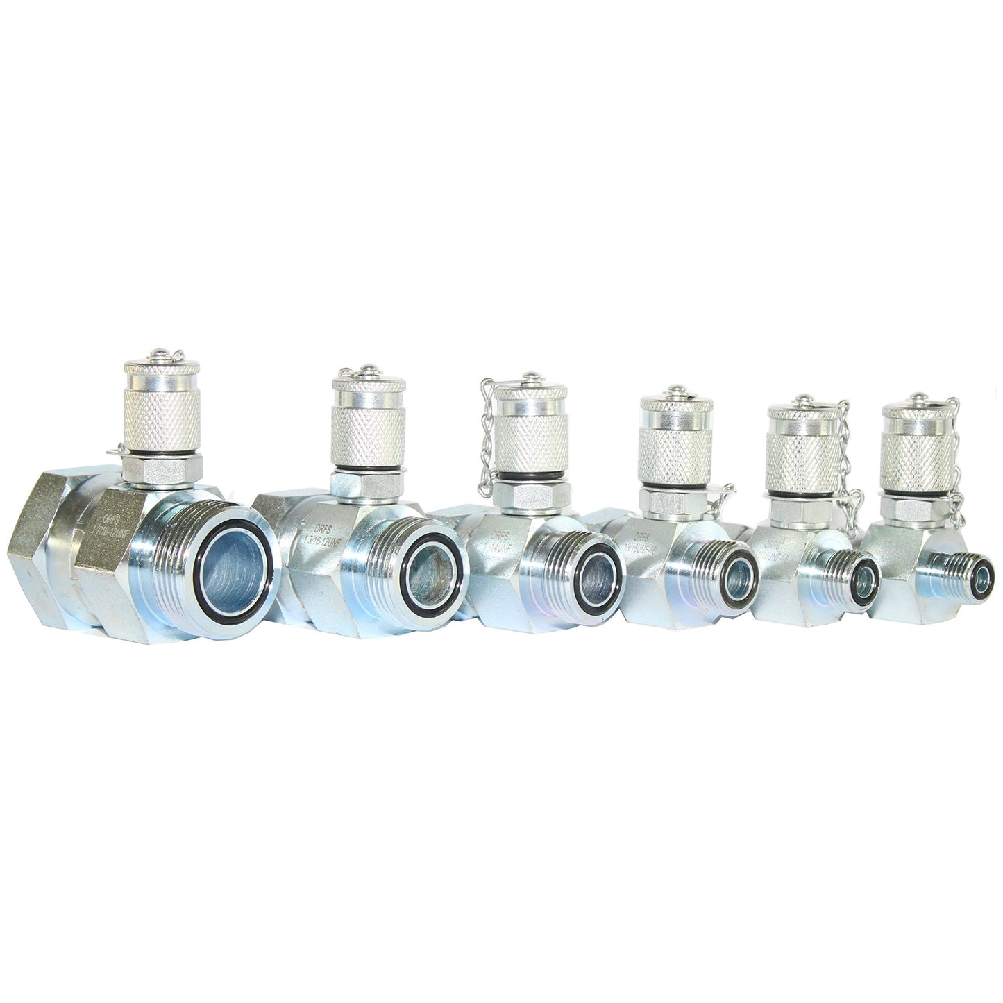 XZT 6 PACK ORFS Hydraulic Swivel Run tees,hydrulic tee connector,Tester Coupling set for hydraulic system, Excavator Construction Machinery