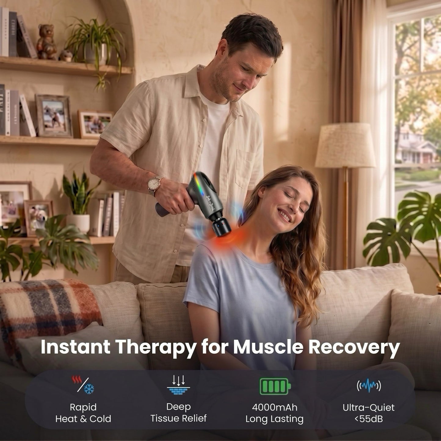 BOB AND BRAD A2 Pro Massage Gun with Heat & Cold Therapy, FSA-HSA Eligible, 10mm Deep Tissue Muscle Massager Gun for Back Pain Relief, 4000mAh Heated Percussion Massager with Force Sensor & Case