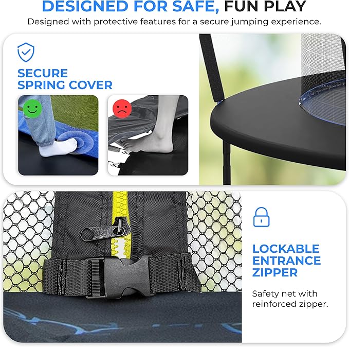 Serenelife 12FT 10FT 8FT Recreational Trampolines with Enclosure Net and Ladder and Anti-Rust Coating, ASTM Approved Trampoline Outdoor for Kids and Adults Outdoor Yard Trampolines
