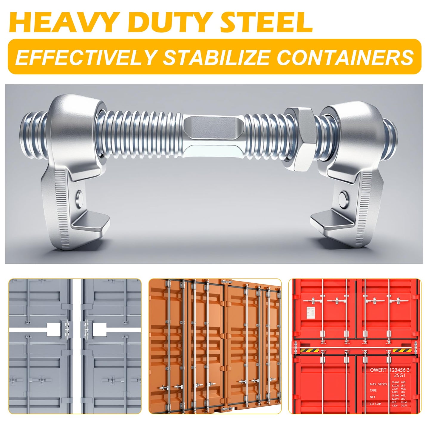 NULTRUMA 4 Pack Shipping Container Bridge Fitting Clamp, 260mm Galvanized Screw Clamp for Connecting 20/40FT Containers, Heavy Duty Rail Accessories Kit with Side Twist Lock