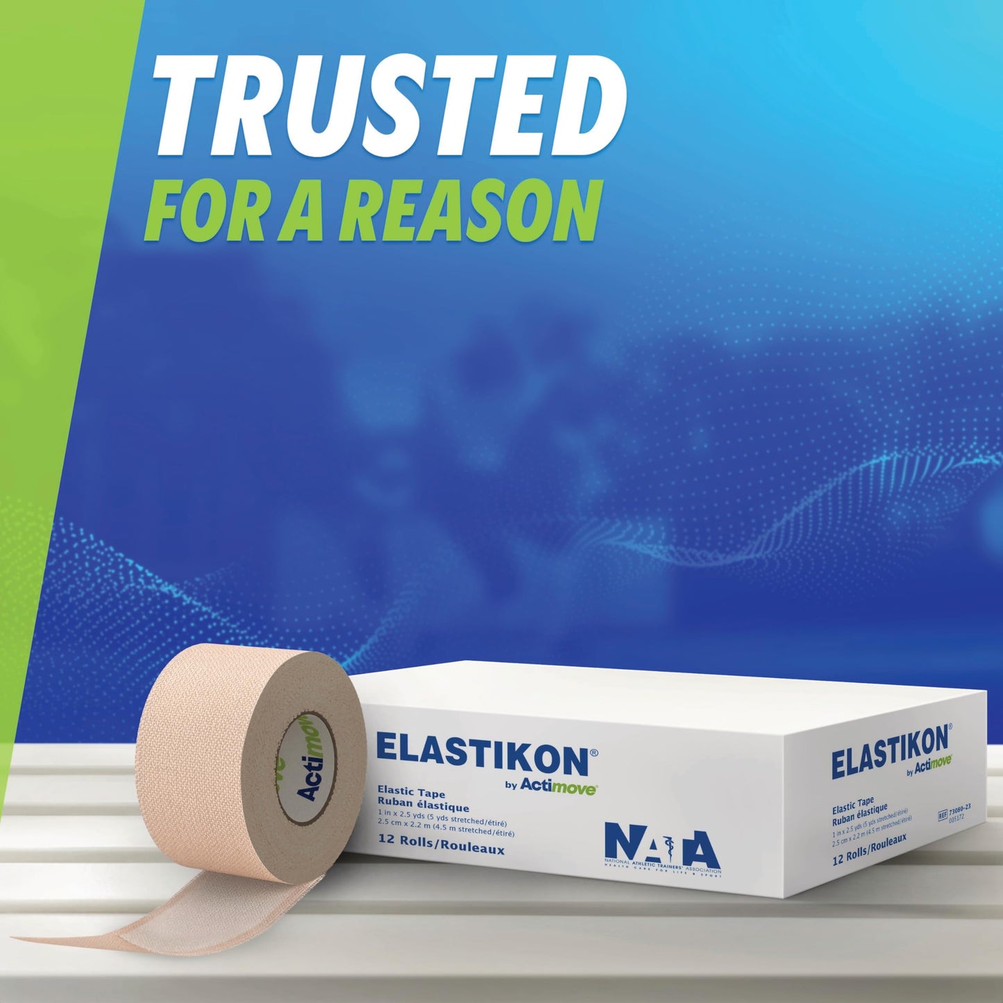 ELASTIKON by Actimove Elastic Athletic Tape - Provides Support for Sprains, Strains, Muscle Injuries - for Sport and Veterinary Applications - 1 in x 2.5 yd, 12 Rolls
