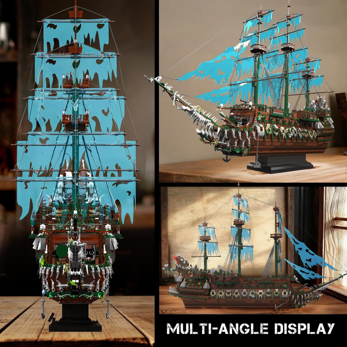 Mould King 13218 Pirate Ship Building Toy, MOC Flying Dutchman Model Ship Boat, Toy Building Sets for Adults, Halloween Decor Christmas Birthday Gifts for Teens Collections (6849 Pieces)
