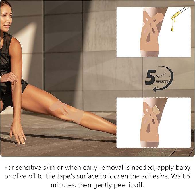 Precut Kinesiology Tape for Knees ??14 PCS Knee Tape for Pain Relief & Support, Elastic Waterproof Sports Tape, Breathable & Latex-Free, Pre Cut Athletic Tape for Workout & Injury Recovery, Beige