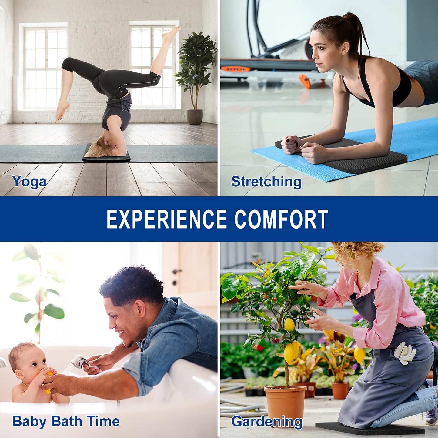 MRO Yoga Knee Pad Cushion –Premium Exercise Knee Pad - Eliminate Pain During Home Workout - Extra Padding & Support for Knees, Wrists, Elbows -Complements Your Yoga Mat 24''X10''X0.6'' 1 PACK