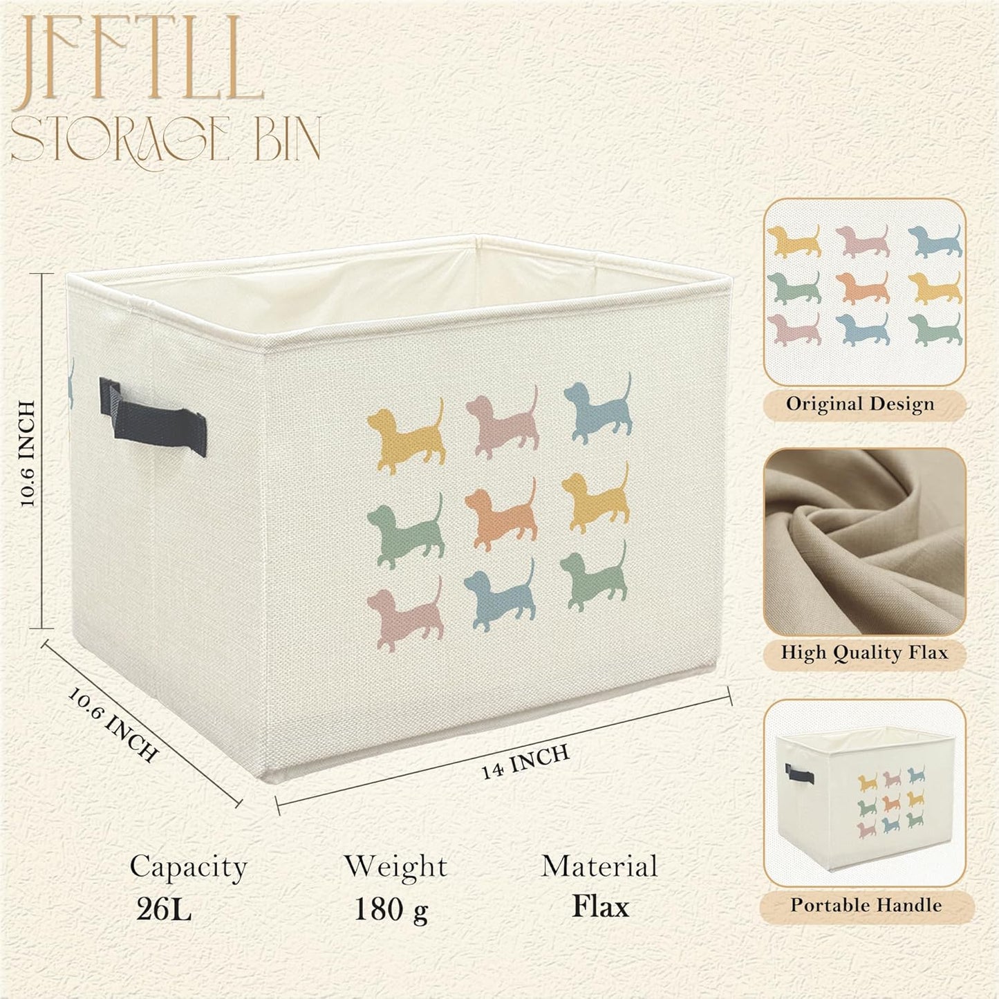 Skiennix Colorful Dachshund Dog Toy Basket - Collapsible Storage Organizer for Pet Supplies