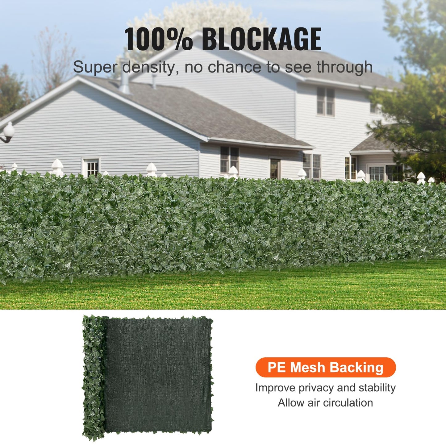 VEVOR Artificial Ivy Privacy Fence Screen, 59 x 118 in Faux Ivy Vine Leaf Hedges Fence, Greenery Privacy Fence with Mesh Cloth Backing, Green Wall Decoration for Outdoor Garden, Yard, Balcony