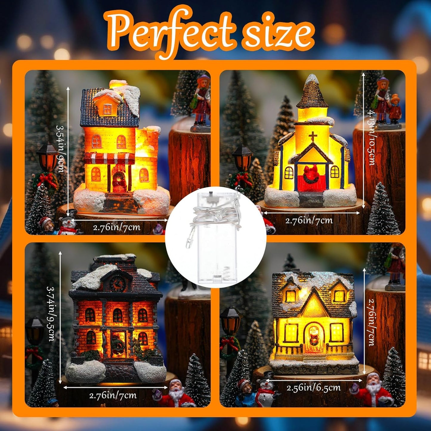 Wettarn LED Christmas Village House Set - 26 Pcs Lighted Figurines for Festive Home Decor