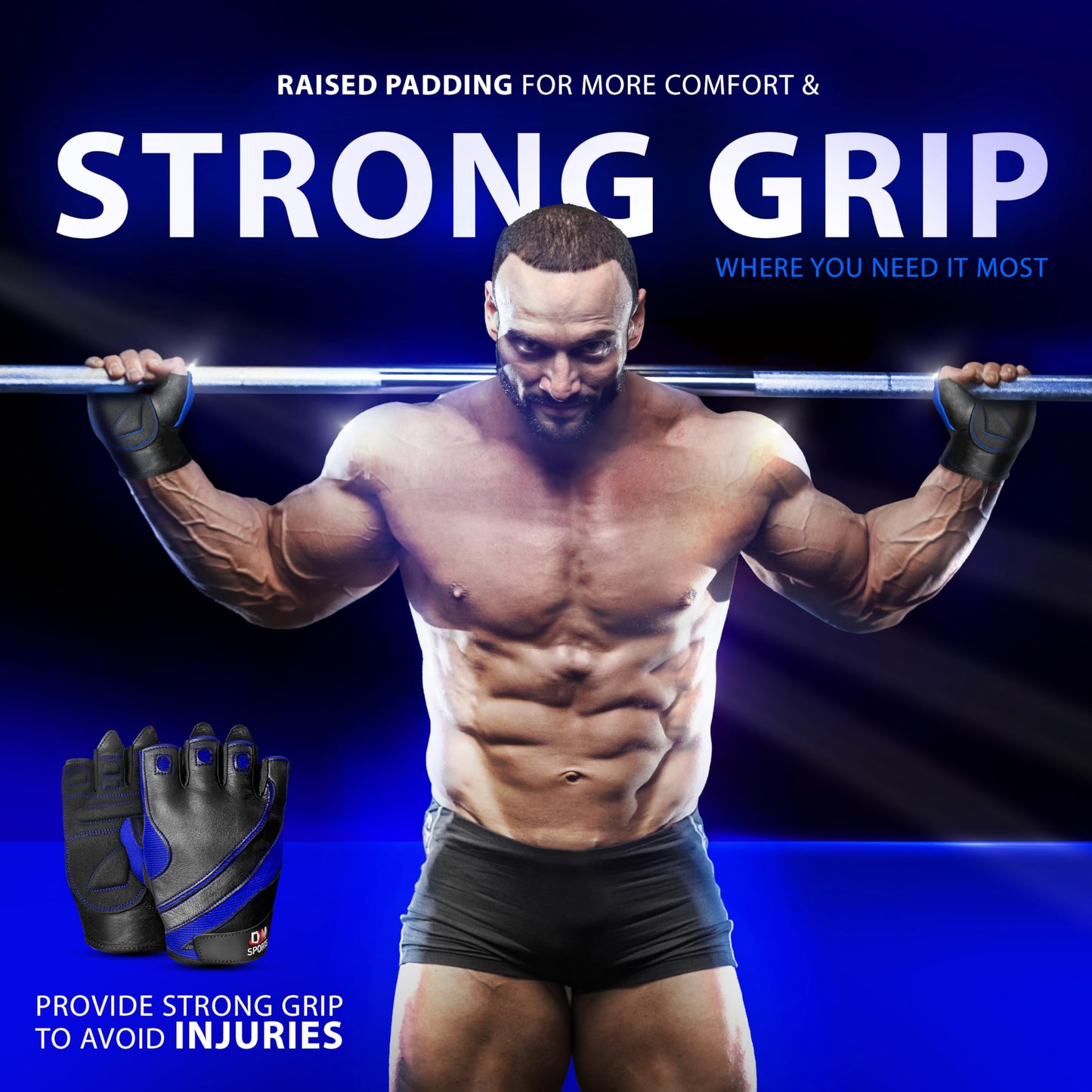 DXM SPORTS Workout Gloves for Men and Women, Gym Weight Lifting Gloves with Wrist Support - Breathable, Anti-Slip Gloves for Exercise, Fitness, Cycling, Training, Outdoor Sports (Blue, XX-Large)