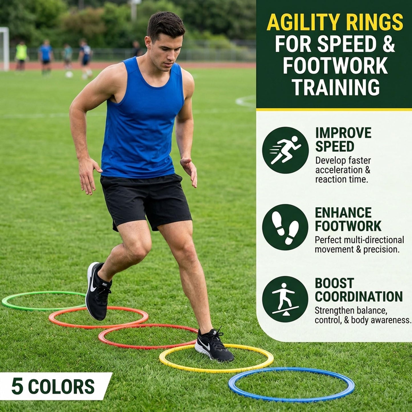 Avoirdus 30 PCS Agility Rings Speed Training Set: 15" Exercise Speed Circle Jump Hoops for Soccer Football Footwork Coordination Speed Drill and Athletic Training Equipment