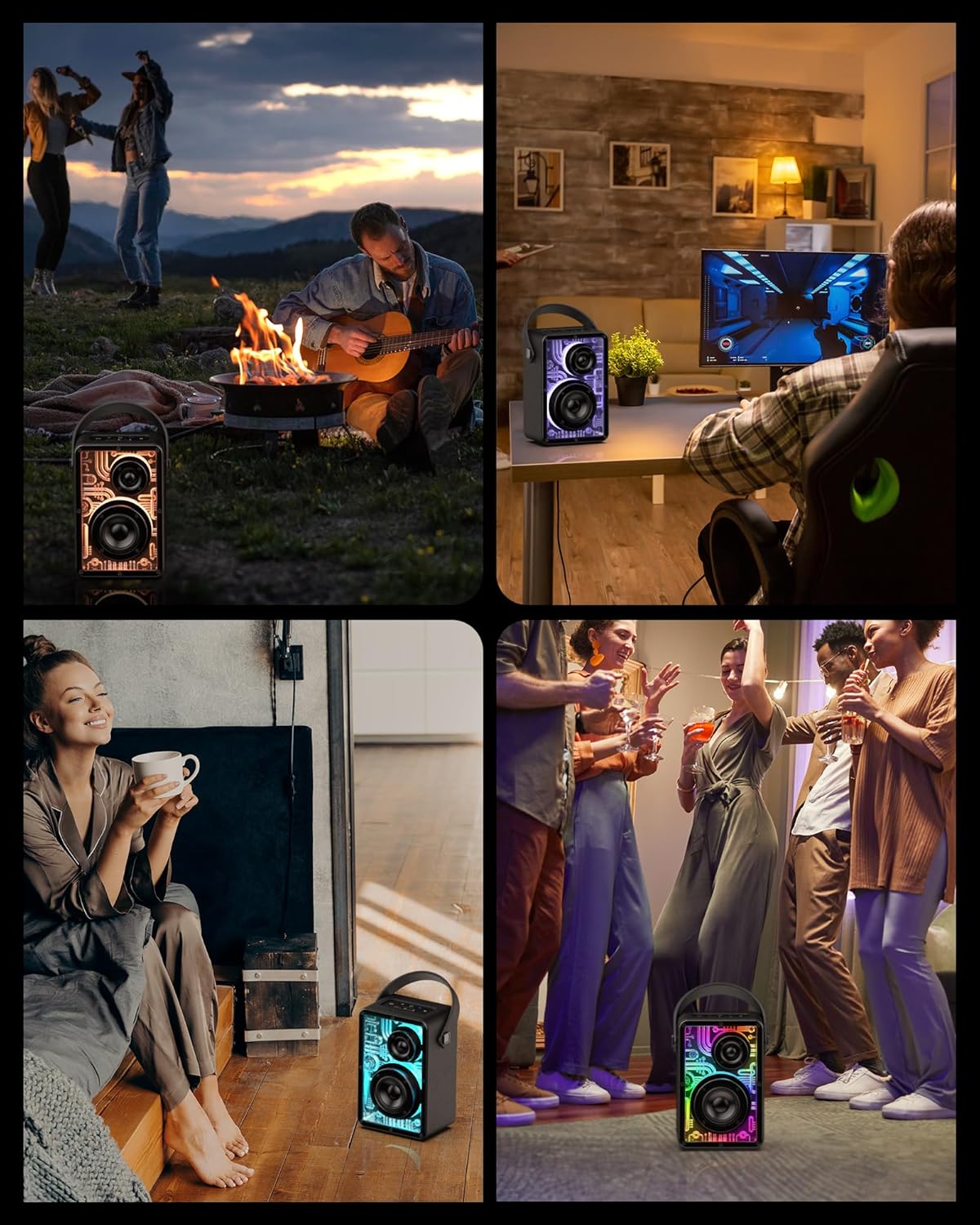 Raymate 80W Subwoofer-V5.3, 15H 8000mAh Bluetooth Speakers Wireless, Speakers with HiFi Stereo Sound, Rhythmic Lighting