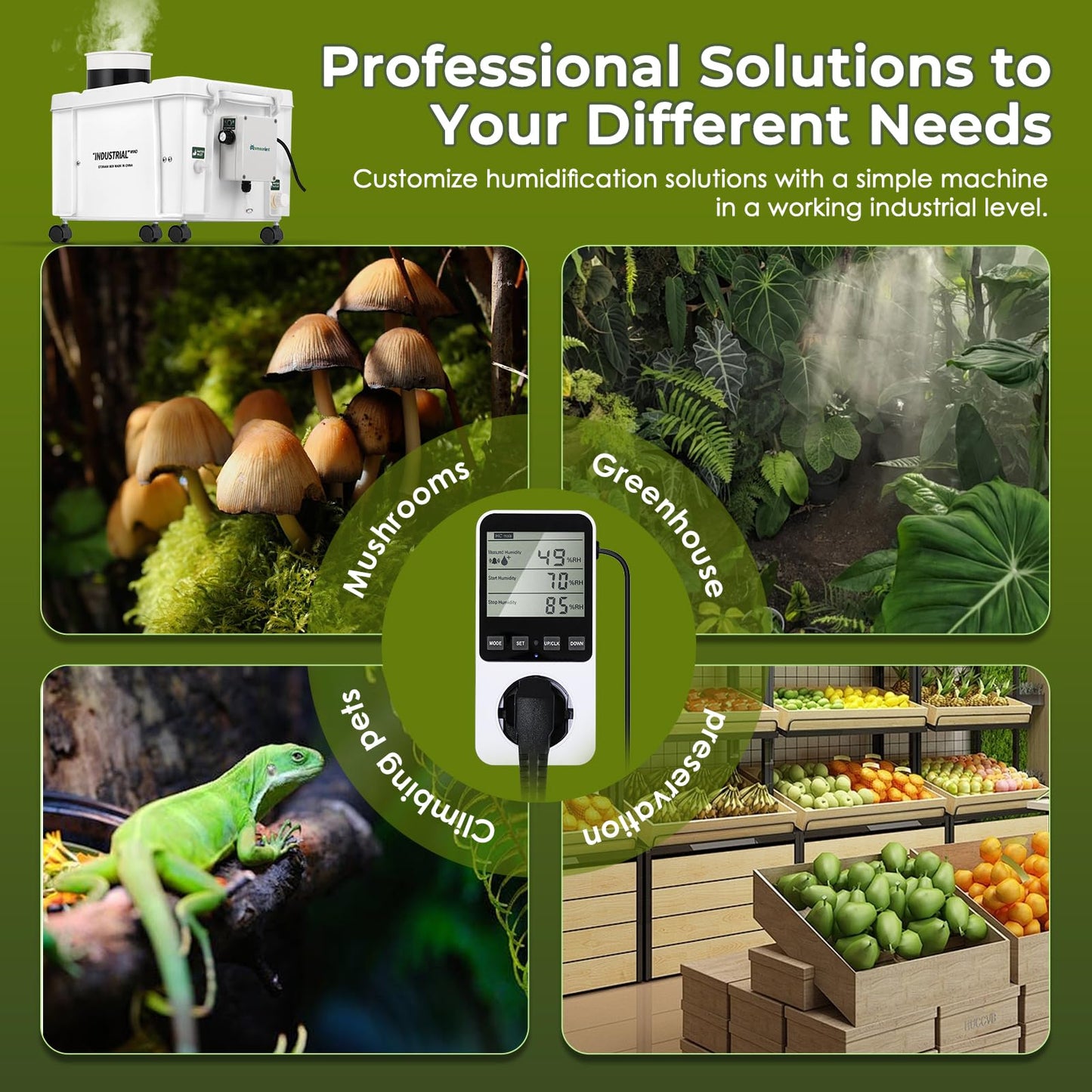 Mxmoonant 10kg/H Ultrasonic Mist Maker DIY Humidifier Kit, Adjustable Mist Volume | Automatic Water Filling | Humidity Controller Cool Mist Humidifier for Mushroom Growing, Greenhouses 110V
