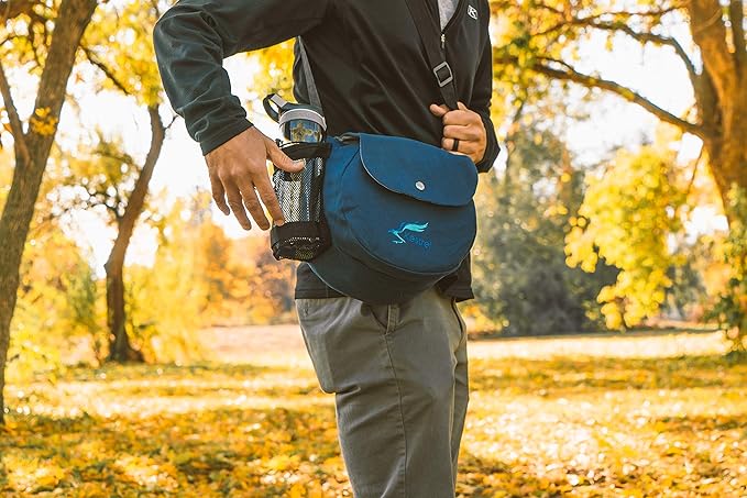 Kestrel Black Disc Golf Bag - Fits 6-10 Golf Discs + Bottle - For Beginner & Advanced Golfers - Extremely Durable Canvas - Frisbee Golf Bag - Small Sling/Shoulder Disc Golf Bag For Men & Women