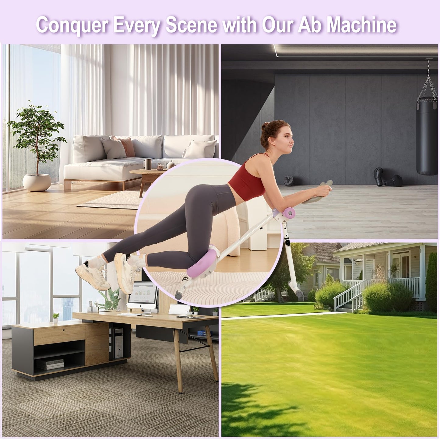Ab Workout Equipment Abdominal Trainer, Adjustable Ab Machine at Home Gym, Foldable Abdominal Exercise Machine, Core & Ab Trainer Machine for Stomach Workout