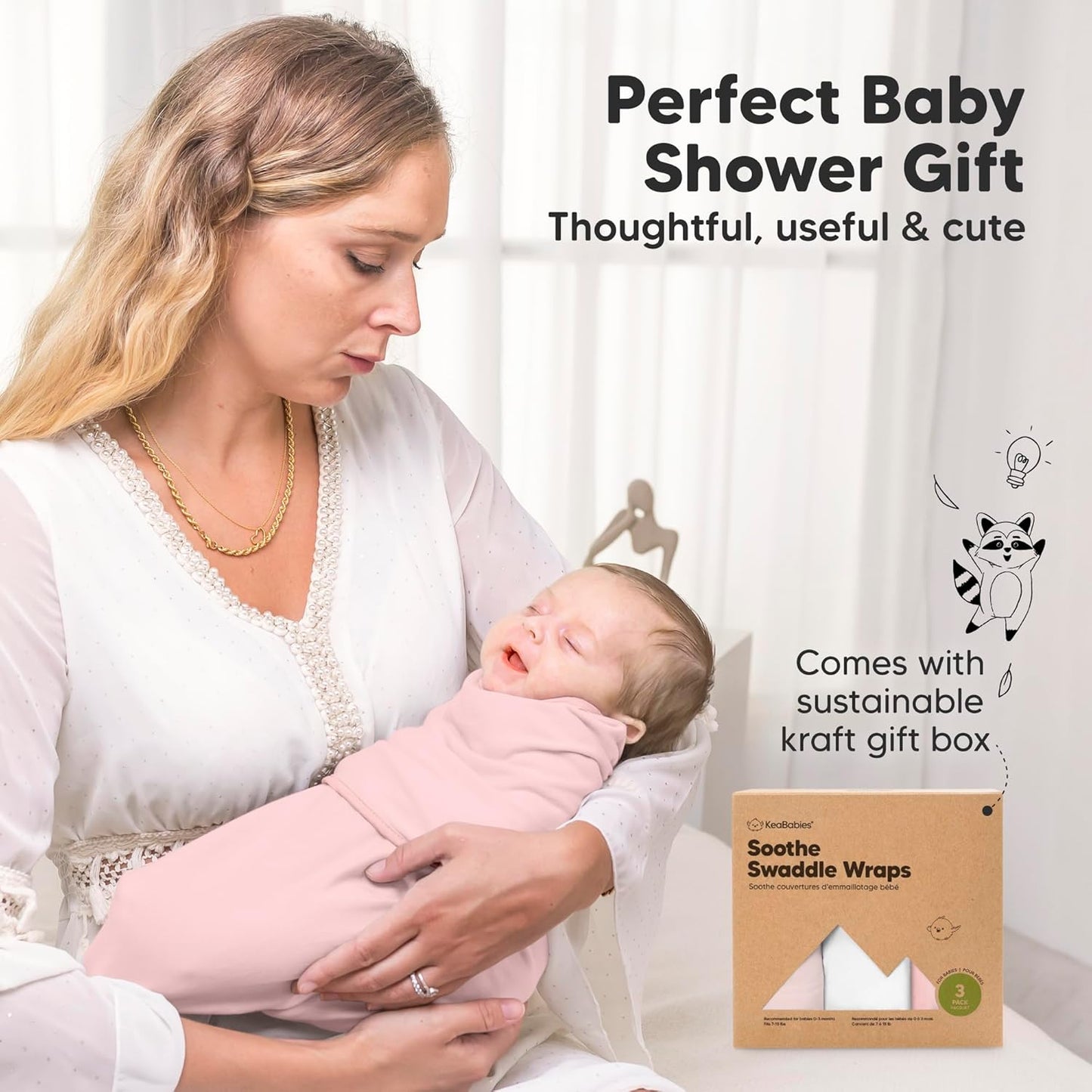 Skiennix Organic Baby Swaddle Sleep Sacks - Soft & Snug for Newborns 0-3 Months | 3-Pack in Candy