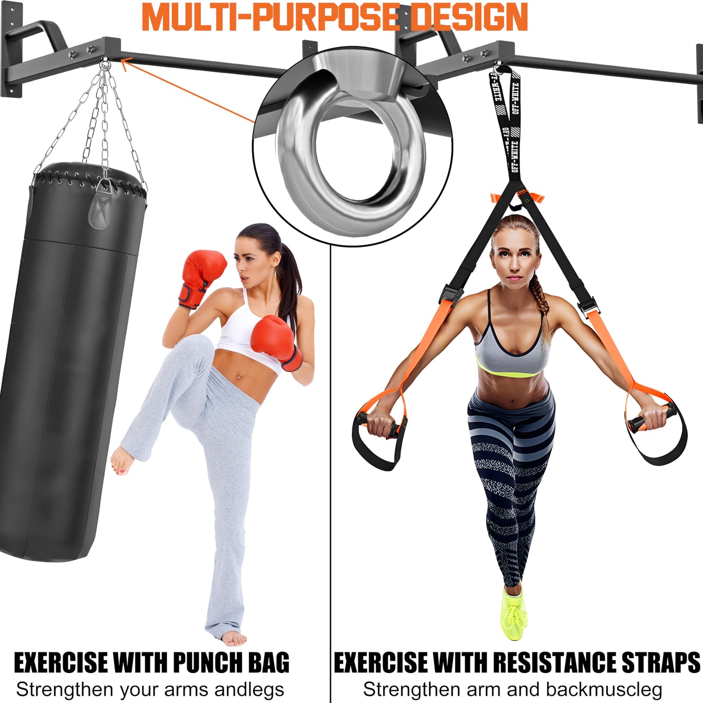 2026 Upgrade Pull Up Bar Wall Mounted - 600 lbs Heavy Duty Strength Training Pull-Up Bars, Ideal Rogue Pull Up Bar for Home and Commercial Gym, Easy Installation Chin Up Bar, Versatile Garage Pullup Bar