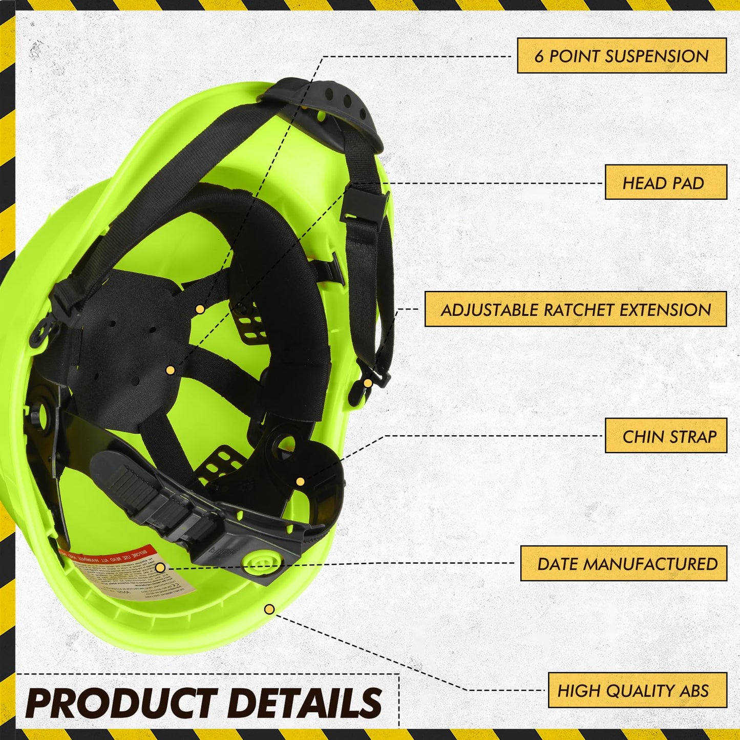 10 Pcs Suspension Hard Hat Meets NSI Z89.1 Type I Class C, 6 Pt. Cap Style Hard Hat Ratchet Vented Green Construction Helmet Bulk for Safety Man Woman