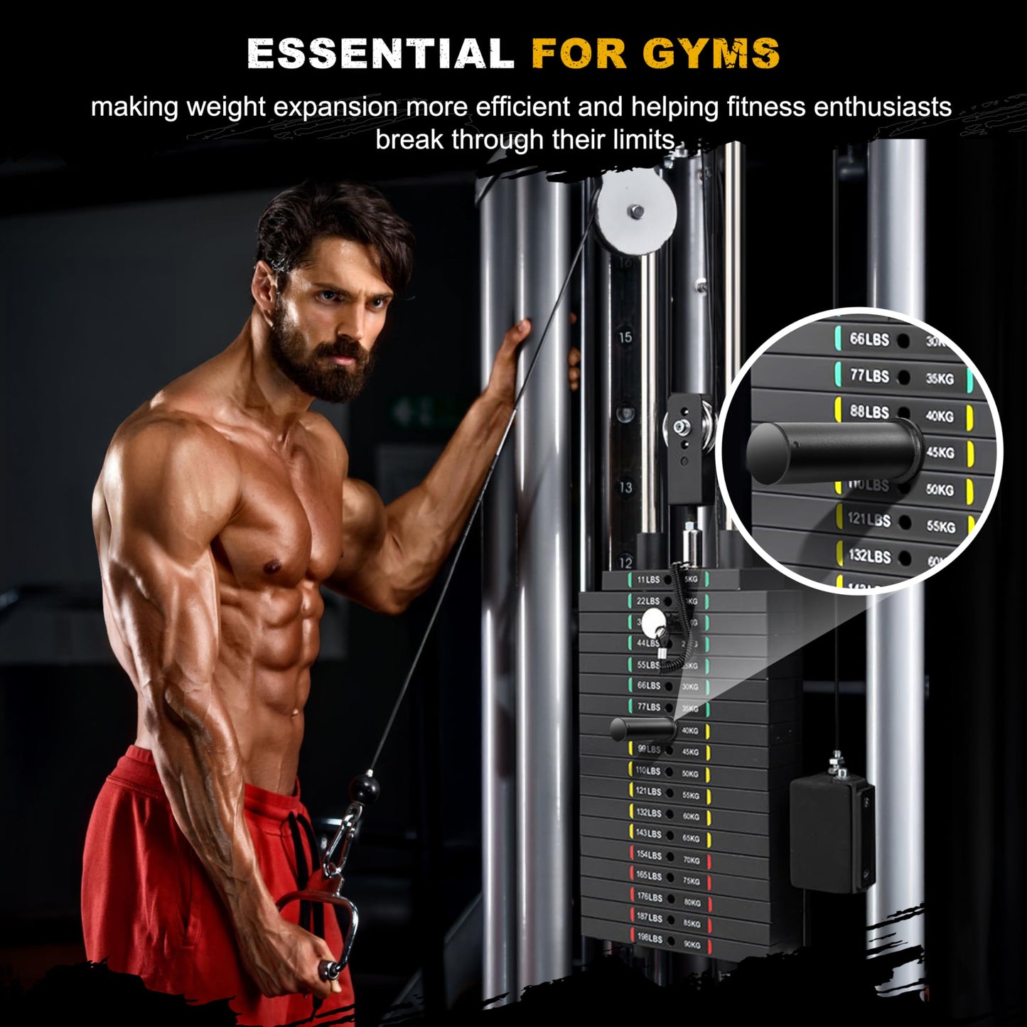 EVERYMATE Weight Stack Pin, Gym Pins for Weight Stack Machine, Weight Stack Extender Pin for Commercial Gym and Home Gym, Strength Training Equipment Attachments