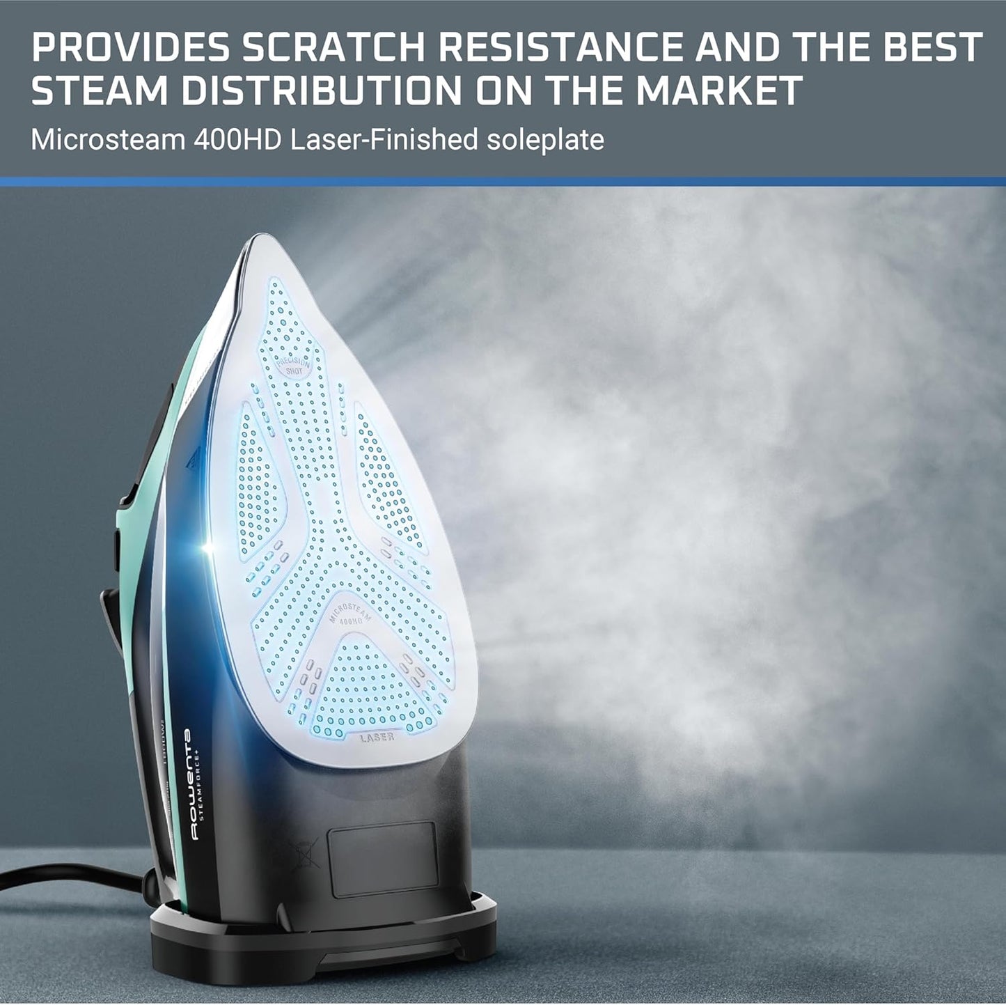 Rowenta Steam Force Iron - Stainless Steel Soleplate, 1800 Watts, Anti-Drip, 400 Microsteam Holes, Precision Tip