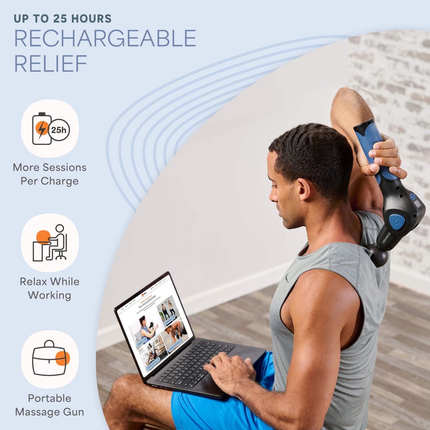 LifePro Dynaflex Percussion Massage Gun Eligible– Deep Tissue Handheld Massager for Athletes – Muscle Recovery Tool for Men & Women – Quiet, Portable with Attachment Heads & Travel Case