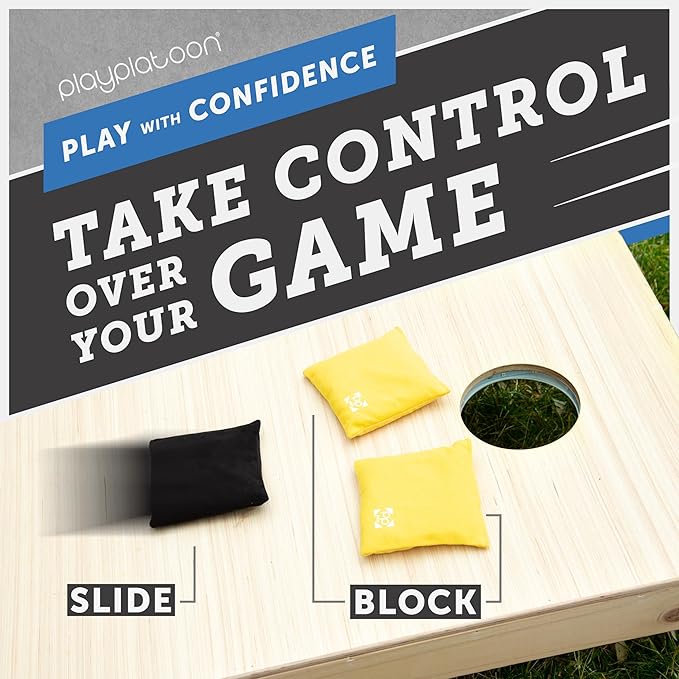 Professional Cornhole Bags - Set of 8 Regulation All Weather Double Sided - Sticky Side/Slick Side Bean Bags for Pro Corn Hole Game