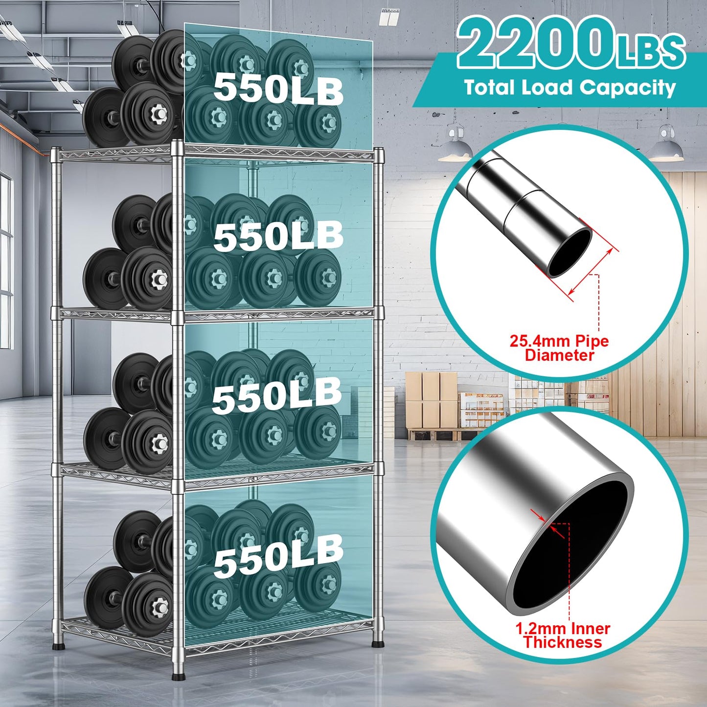 24"Depth Metal Wire Shelving Unit Metal Shelf Adjustable Storage Rack Kitchen Storage shelves 4 Tier Commercial Heavy-Duty 2200 LBS Sturdy Standing Steel for Home Garage Pantry 24"Dx 30"Wx59"H