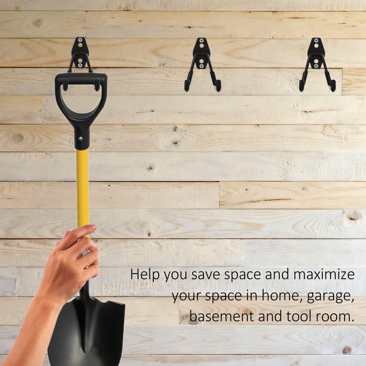 KAROSOM 4 Pack Garage Hooks, Garage Tool Organizer Wall Mount, Heavy Duty for Utility Organizer, Steel Utility Garage Hooks for Ladders, Garden Tools, Bike