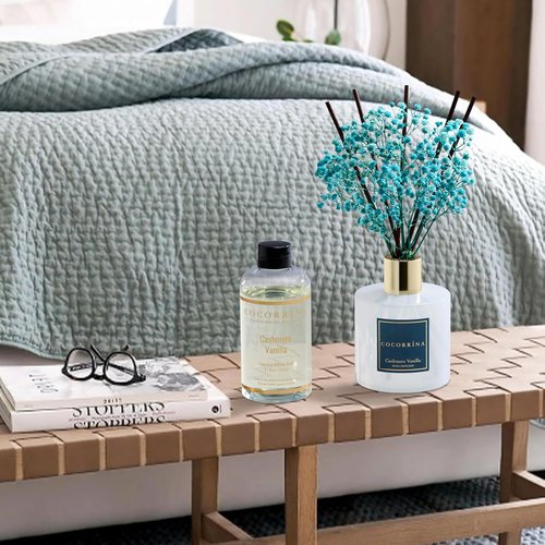 COCORRÍNA Reed Diffuser Refill - Cashmere Vanilla Scent | 6.7 Fl. Oz with 8 Reeds for Long-Lasting Fragrance