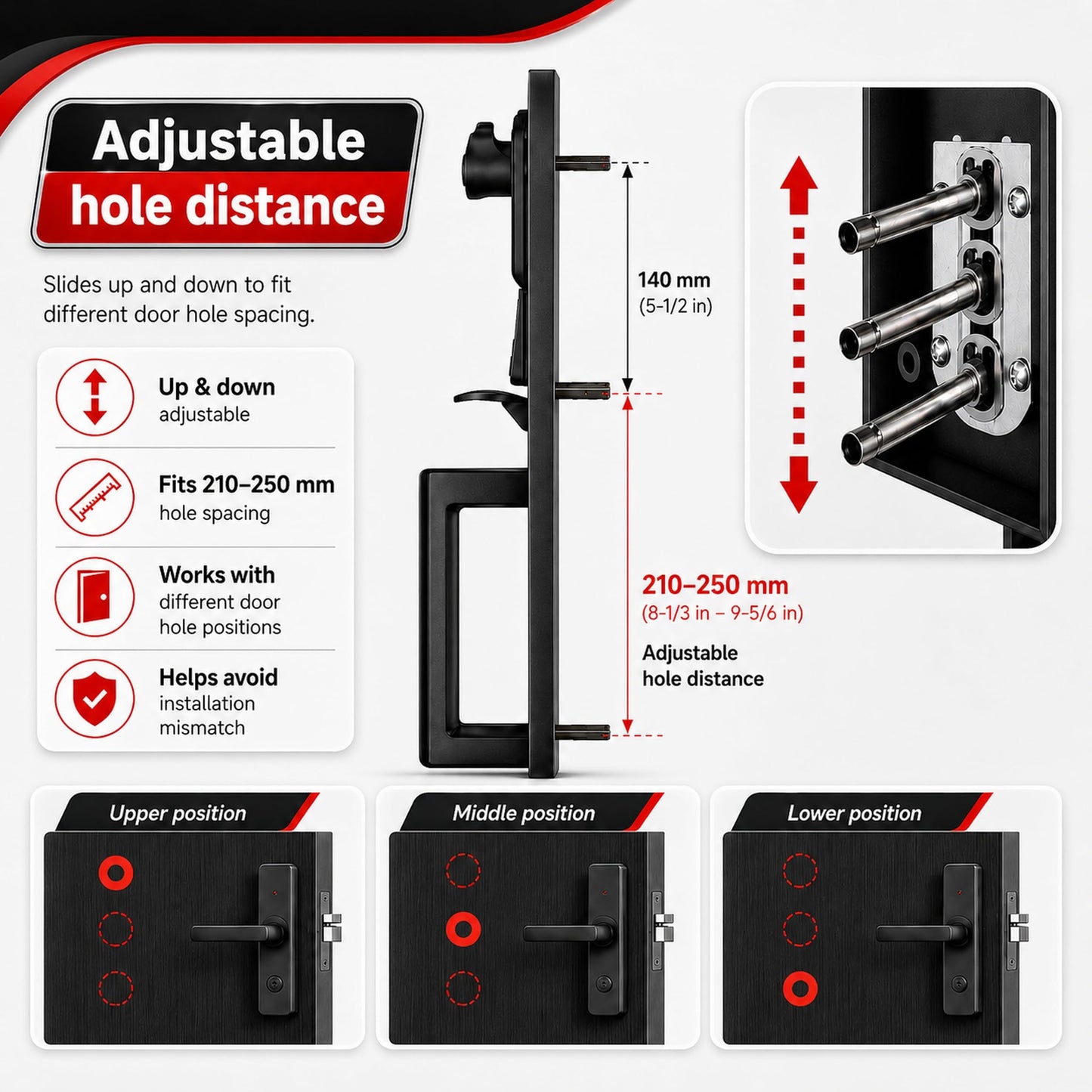 NEWBANG Digital Front Door Handleset with Keypad for Double Doors in Black Finish- Electronic Lockset with Dummy Set
