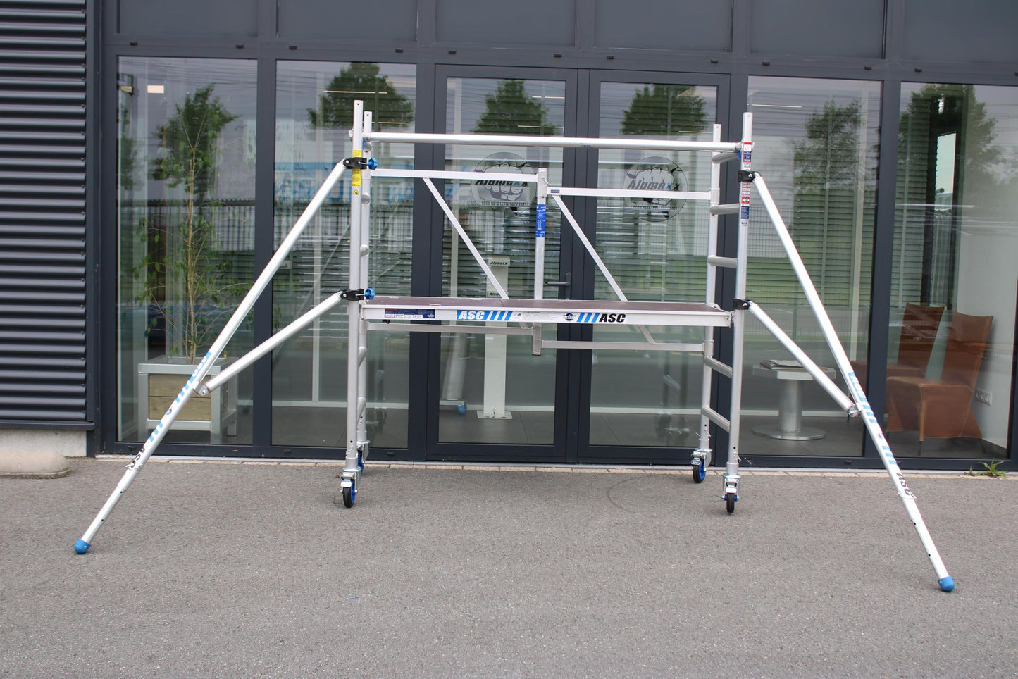 ASC Group A-Line Aluminum Scaffold Advanced | Stackable Folding Tower with Hatch | Stacked Load Capacity of 1000 lbs | 8'8" Stacked Platform Height - 16'4" Working Height | Multipurpose Scaffolding