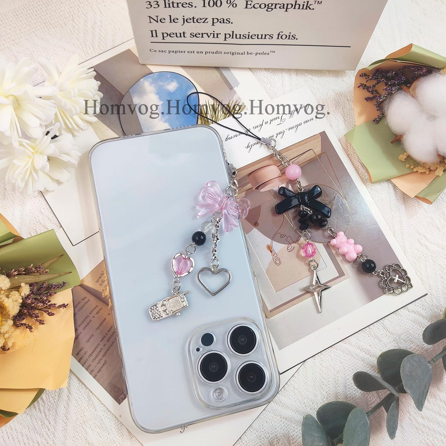 cioatu 1-4PCS Y2K Y2K Cute Phone Charms Aesthetic Cell Phone Charms Strap Strawberry Butterfly Star PhoneCharm