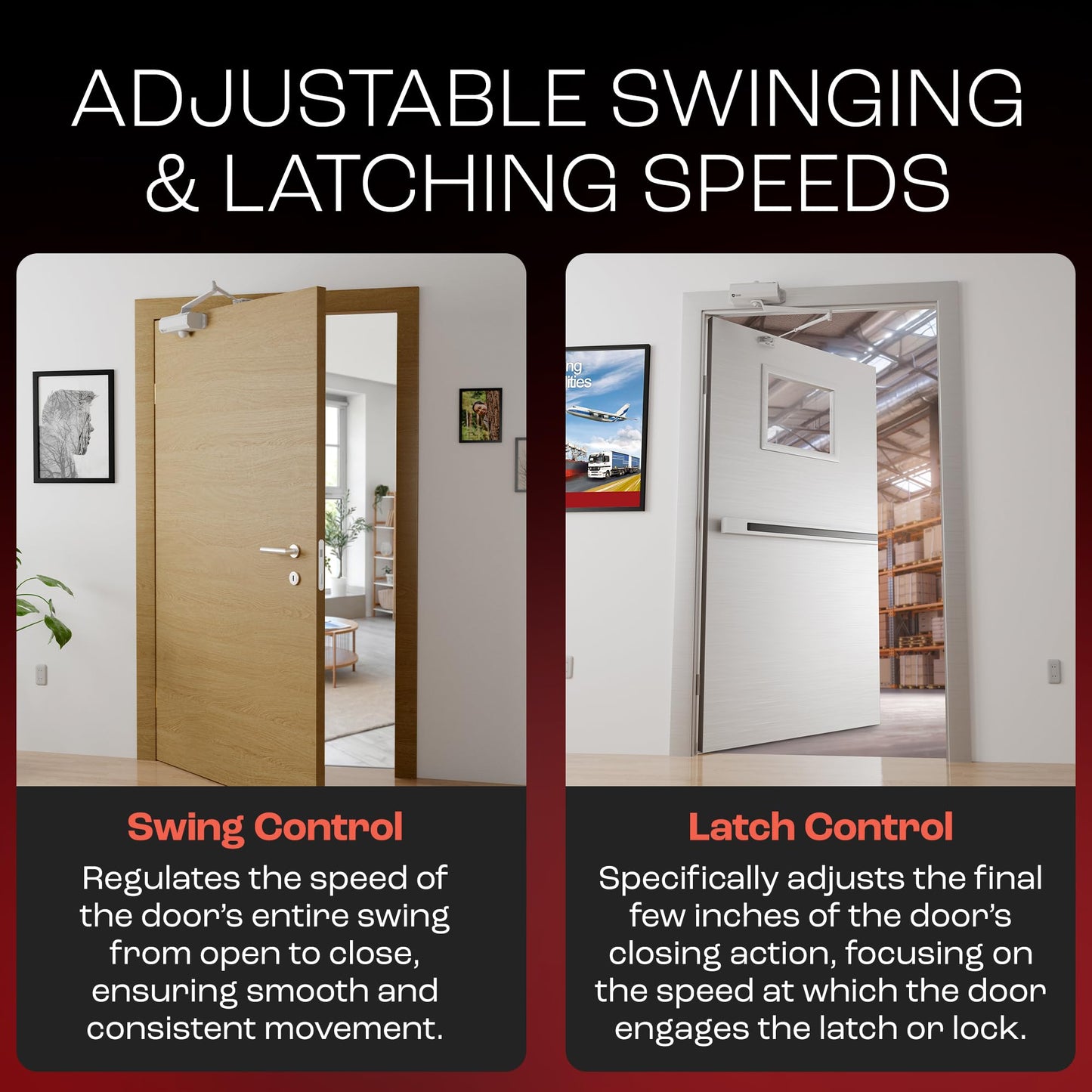 PrimeWare DC-300 Automatic Adjustable Door Closers for Home | Soft Close, No Slam | Residential and Commercial Door Closer | Level 3 | for Doors Weighing 90-140 lbs | Hydraulic Door Spring - White