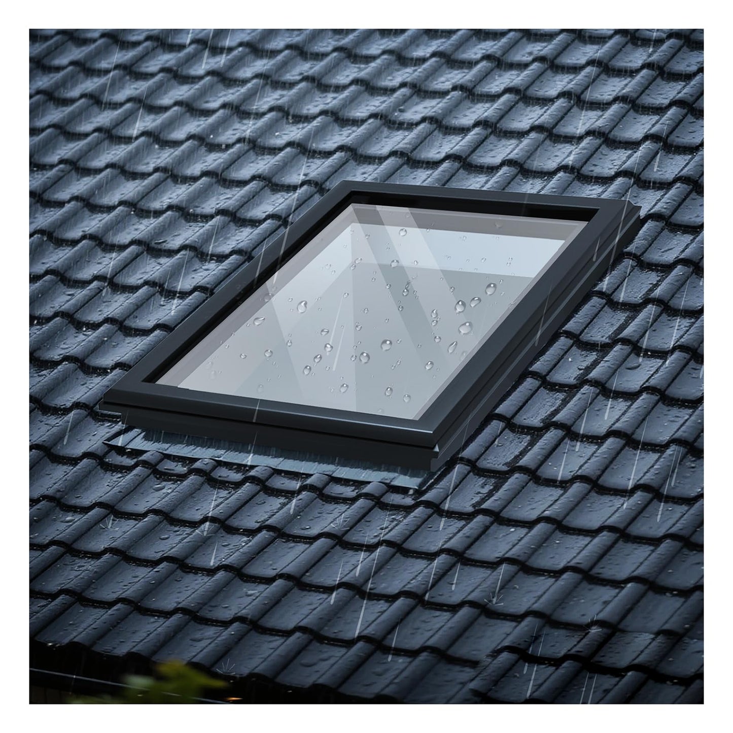 OXBZKMY Skylight Window for House Roof, Tempered Glass Roof Hatch, Sloped Flat Roof Window for Attic and Sun Room (31.5 x 31.5 in)