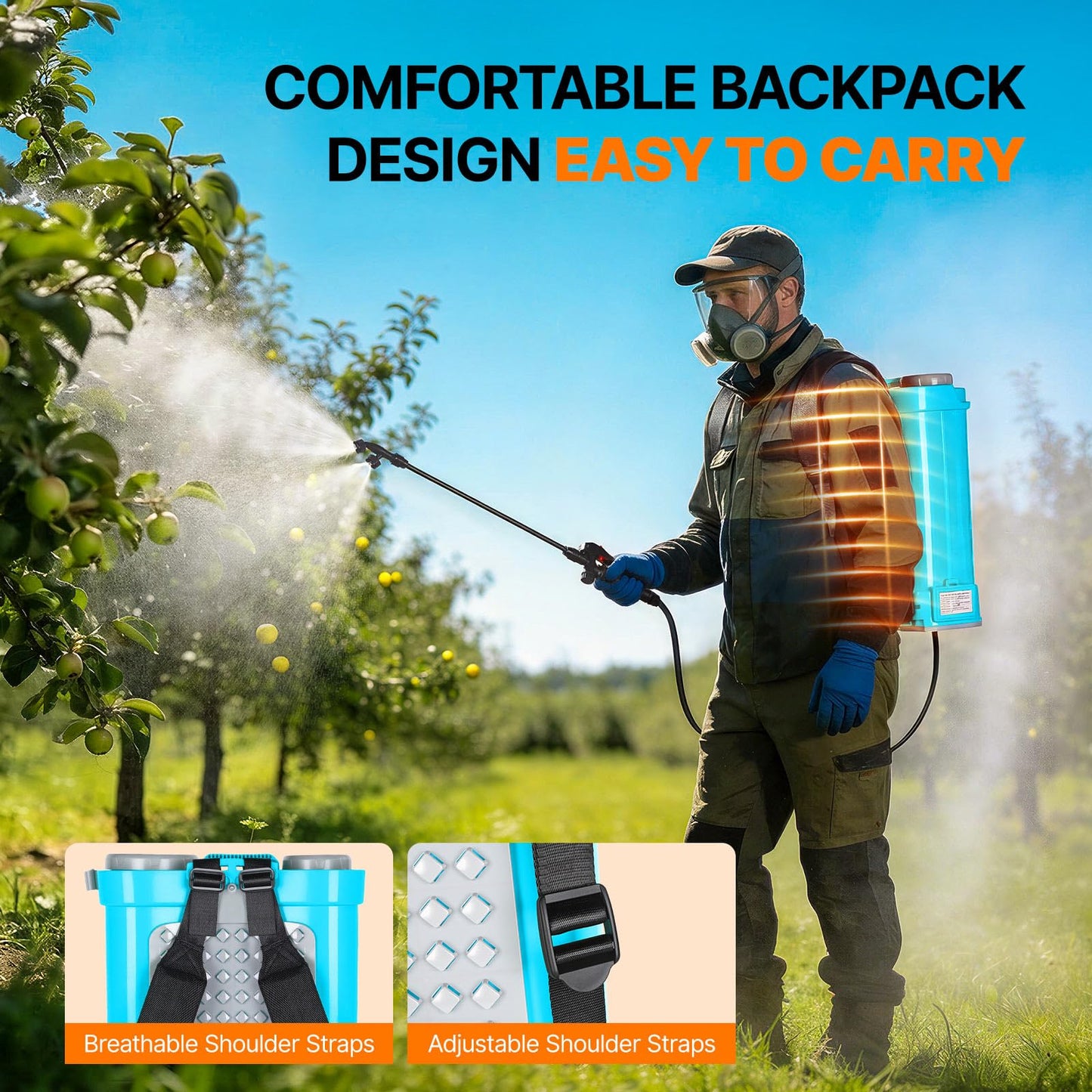 OGERY Battery Powered Backpack Sprayer 4 Gallon, 2.6Ah 21V Battery Electric Pump Sprayer with 6 Nozzles, Telescopic Stainless Steel + Plastic Wand for Lawn Garden Weed Yard Cleaning (Charger Included)