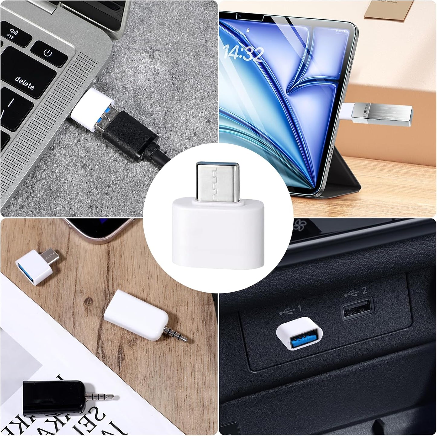 Qulkws 2 3.5mm MP3 Pcs AUX to USB Adapter AUX to Audio Adapter USB A Female to Male Audio Converter Jack Plug for USB