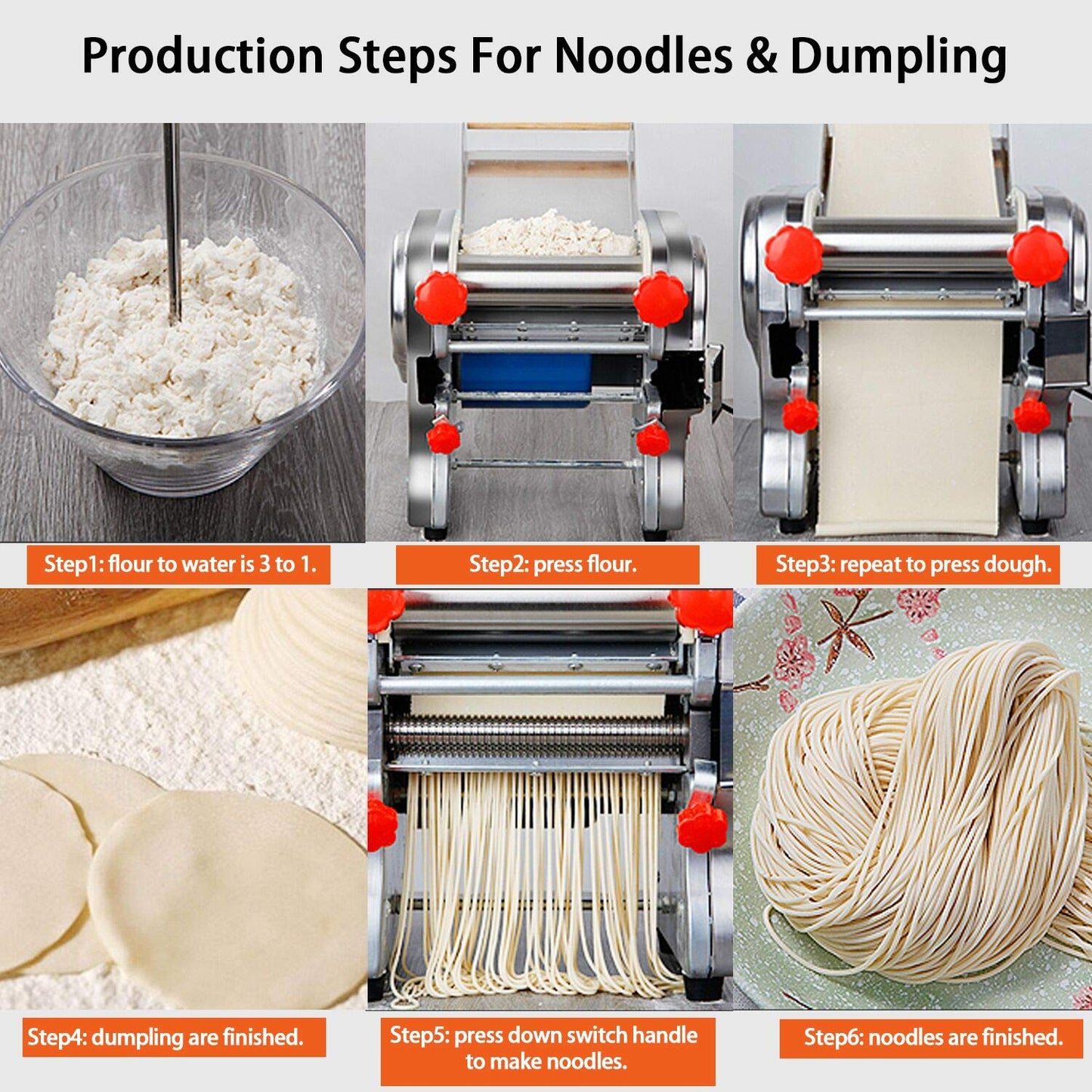 LEONEBEBE Pasta Maker Machine,Electric Noodle Maker&Dumpling Machine for Commercial&Home Use,Stainless Steel Dual-Cutter No Disassembled-3/9mm Width Noodle/Thickness Dough-Auto Noodle Sheeter