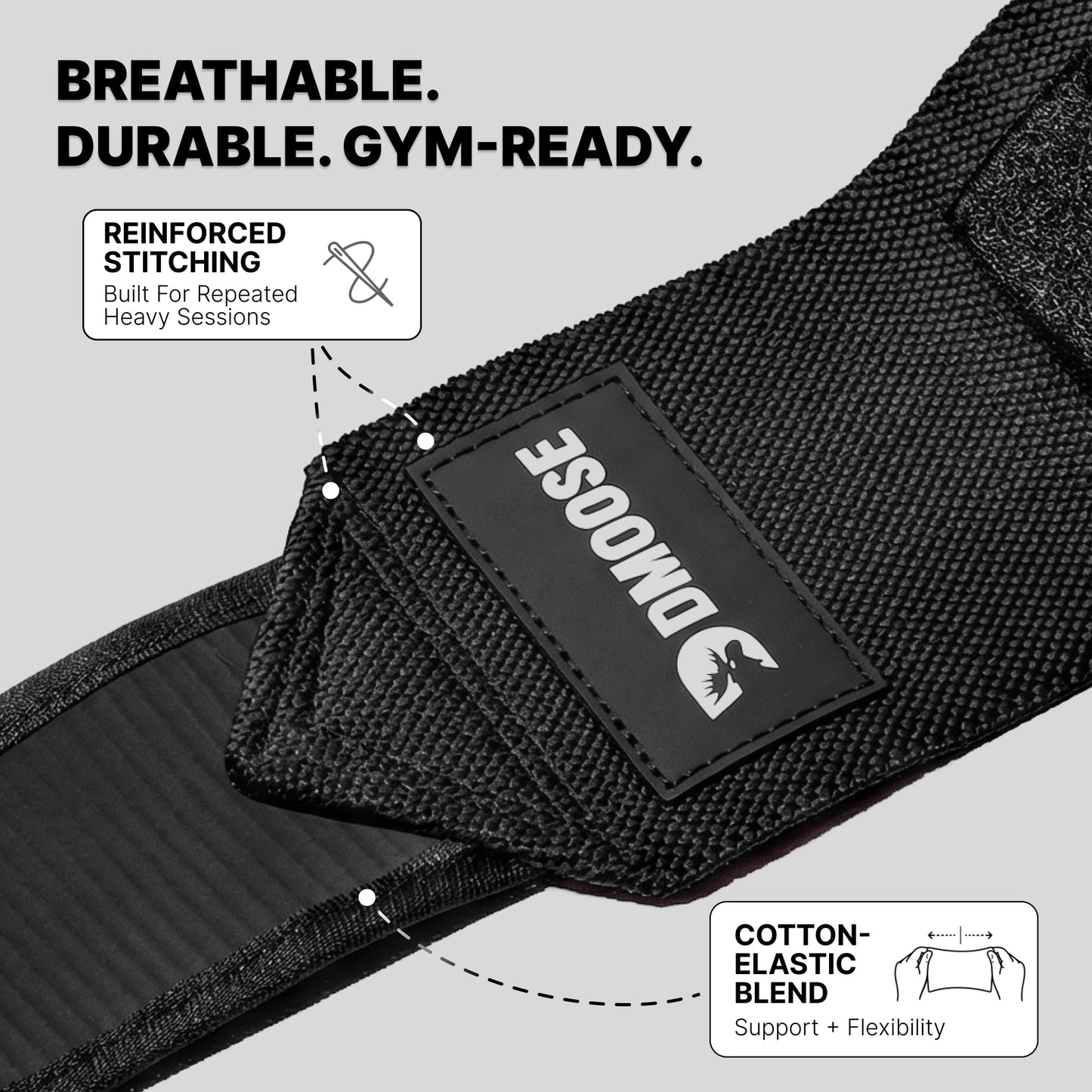DMoose Fitness Elbow Wraps for Weightlifting (Pair) - 40'' Adjustable Elbow Strap for Gym Workout & Bench Press, Compression Elbow Wraps for Tendonitis & Joint Support, Elbow Sleeve (Black)