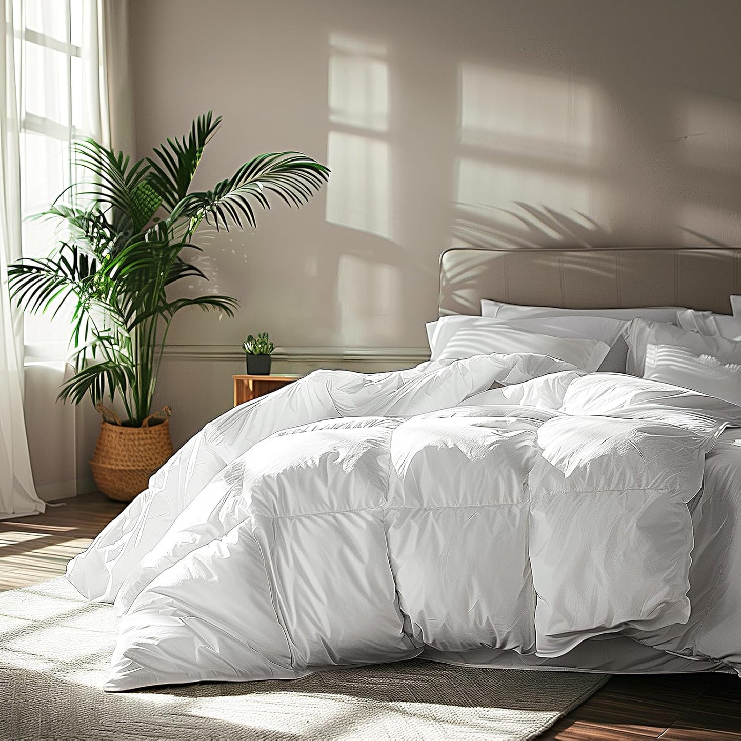 Serta Goose Feather Down Comforter - Luxurious Hypoallergenic Twin Size Duvet Insert | 100% Cotton, Medium Warmth, White 68 x 90 Inch