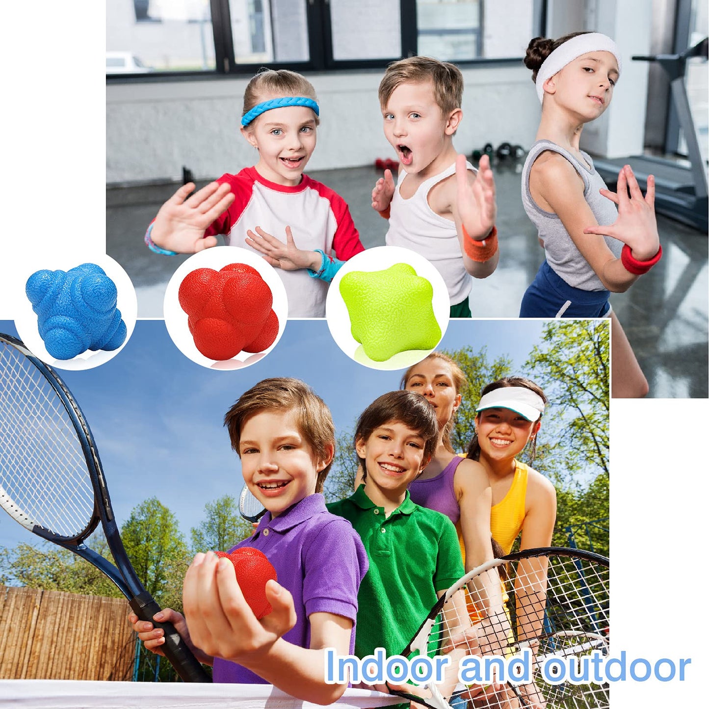 3 Pcs Reaction Ball Rubber Reflex Ball for Hand Eye Coordination Training Bounce Reaction Balls Different Level Reaction Training Ball for Agility Training Equipment Reflex Speed, Blue, Red, Yellow